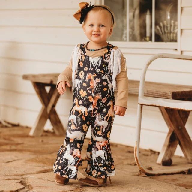 Shea Baby Kids' Horsing Around Bell Overalls