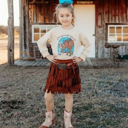 Shea Baby Kids' Fringe Suede Skirt