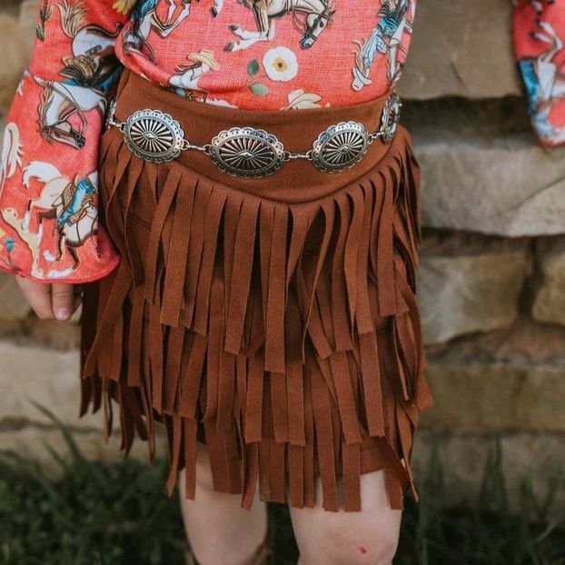 Shea Baby Kids' Fringe Suede Skirt