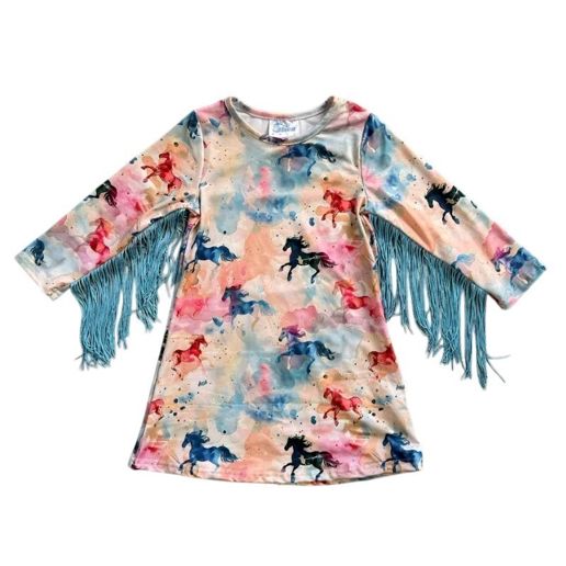 fall toddler dress Girls Velvet Ruffle Winter Miipat Official Site Designed to fall just above knee length Shea Baby Kids' Watercolor Horse