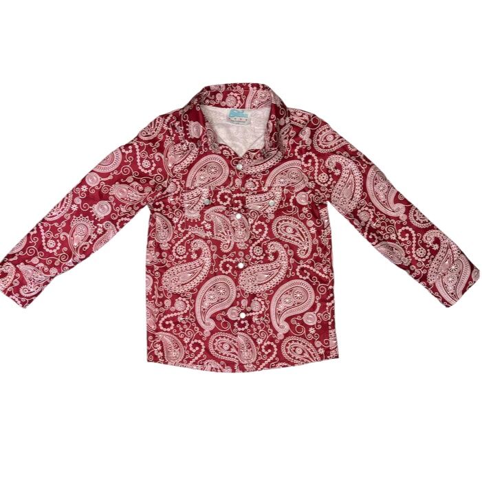 Shea Baby Boy's Paisley Long Sleeve Pearl Snap Shirt