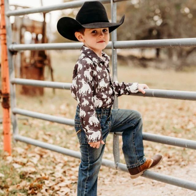 Shea Baby Kids' Star Bronc Long Sleeve Pearl Snap Shirt