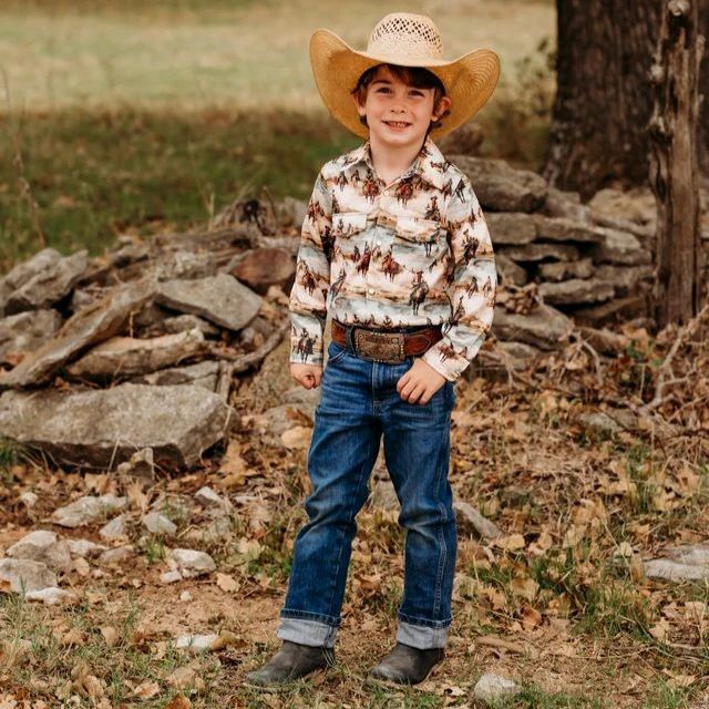 Shea Baby Kids' Sunrise Cowboy Long Sleeve Pearl Snap Shirt