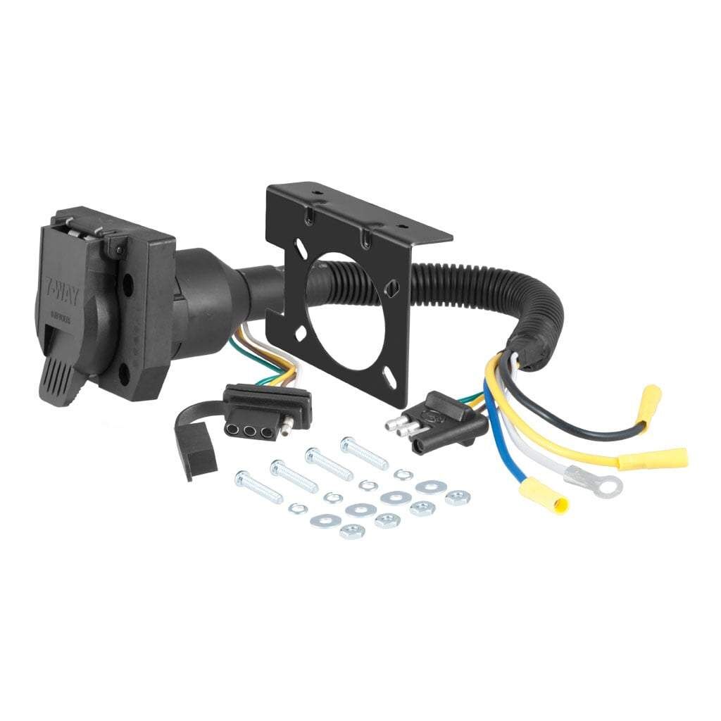 Curt Dual-Output Electrical Adapter Adds 7-Way RV Blade to 4-Way Flat