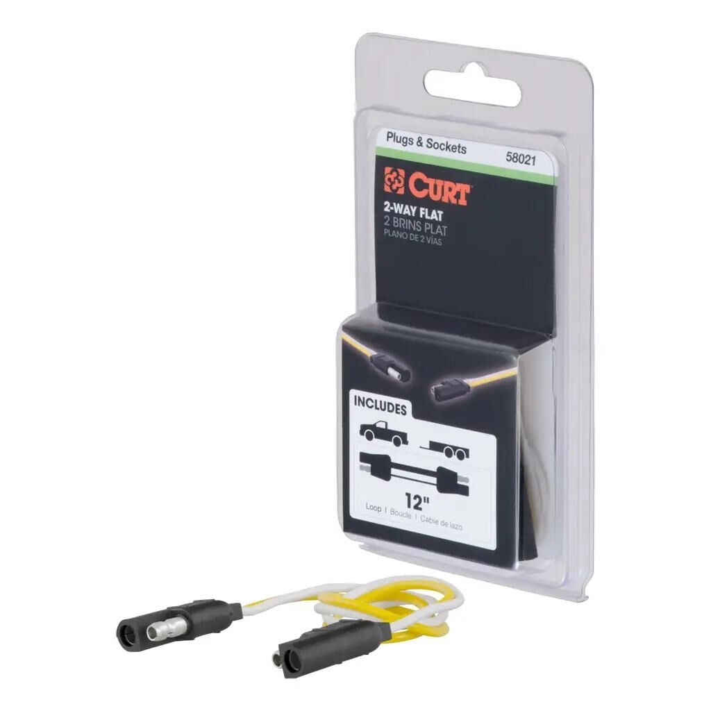 Curt 2-Way Flat Connector Plug & Socket with 12 in. Wires