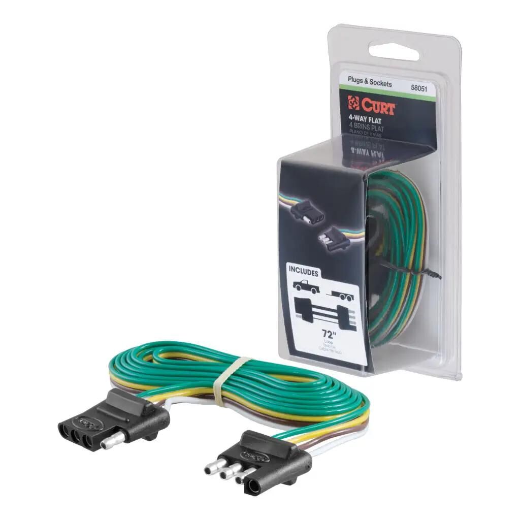 Curt 4-Way Flat Connector Plug & Socket with 72 in. Wires