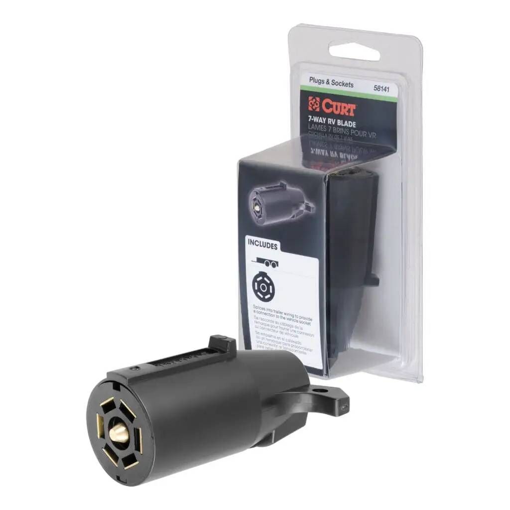 Curt 7-Way RV Blade Connector Plug, Trailer Side