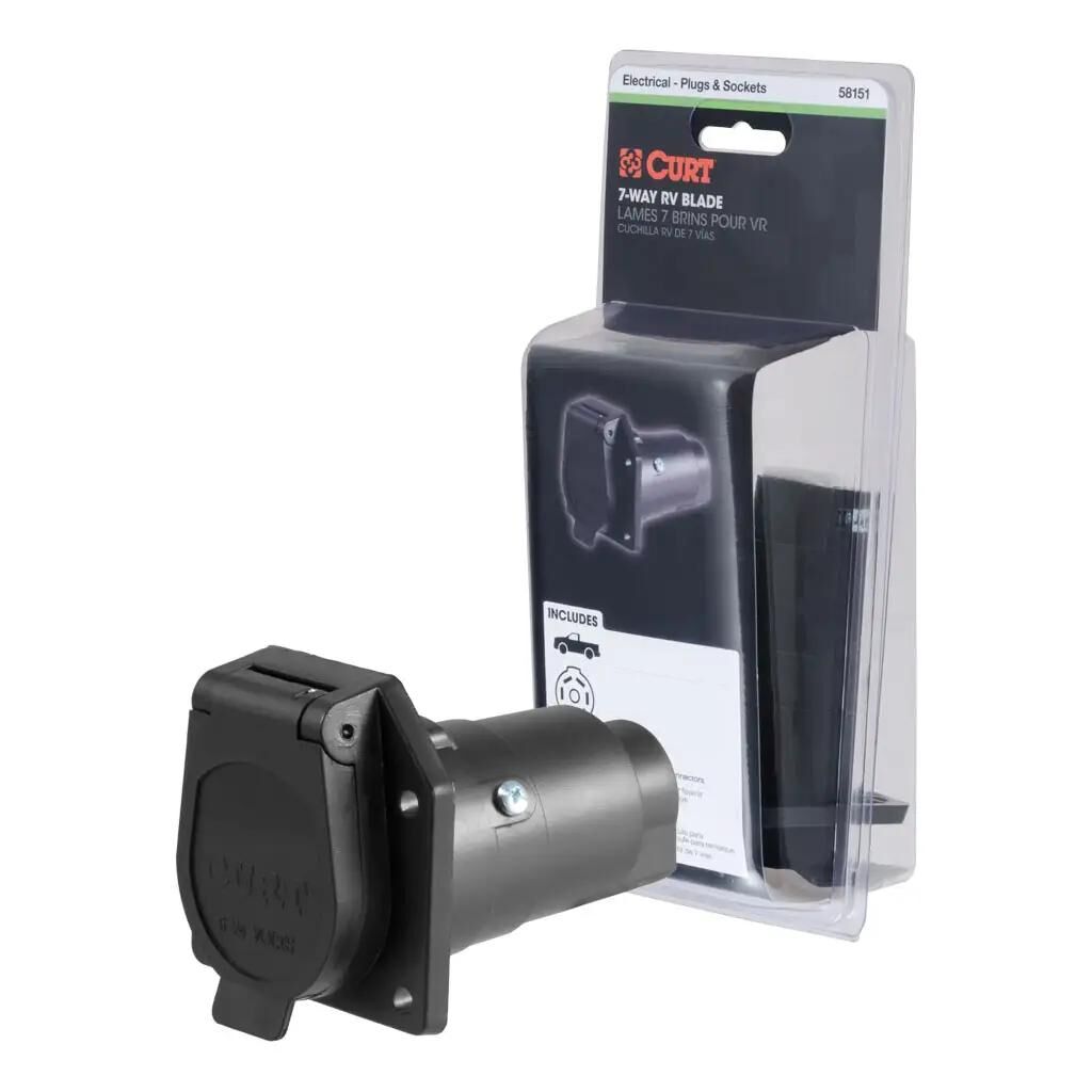 Curt 7-Way RV Blade Connector Socket, Vehicle Side