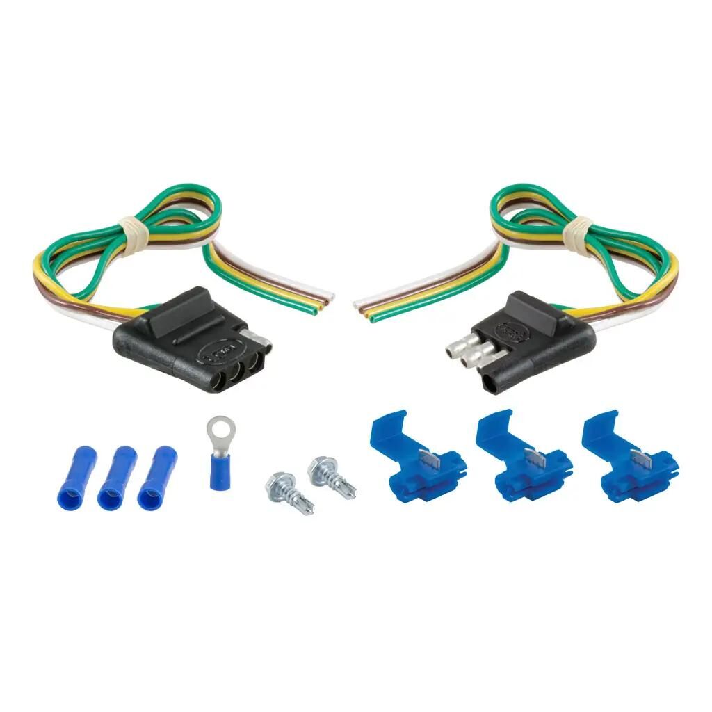 Curt 4-Way Flat Connector Plug & Socket with 12 in. Wires & Hardware