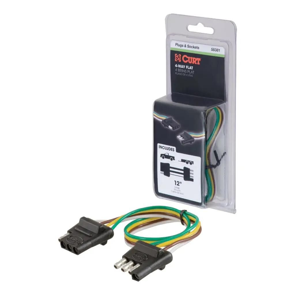 Curt 4-Way Flat Connector Plug & Socket with 12 in. Wires