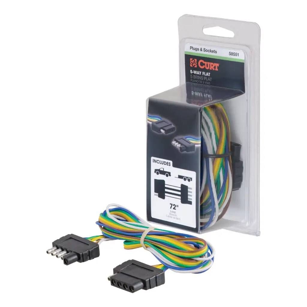 Curt 5-Way Flat Connector Plug & Socket with 72 in. Wires
