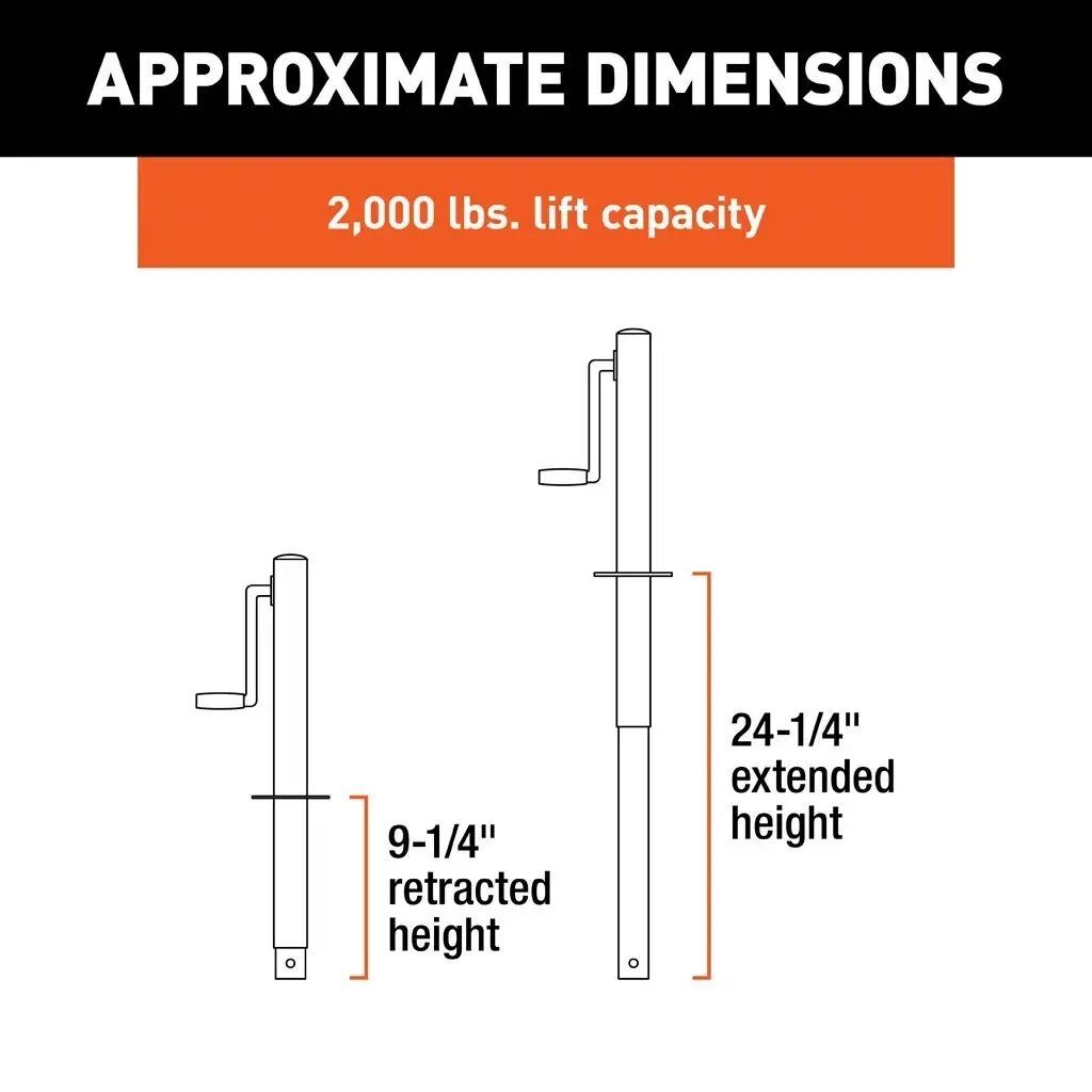 Curt A-Frame Jack with Side Handle, 2000-Lb, 14-1/2-In Travel