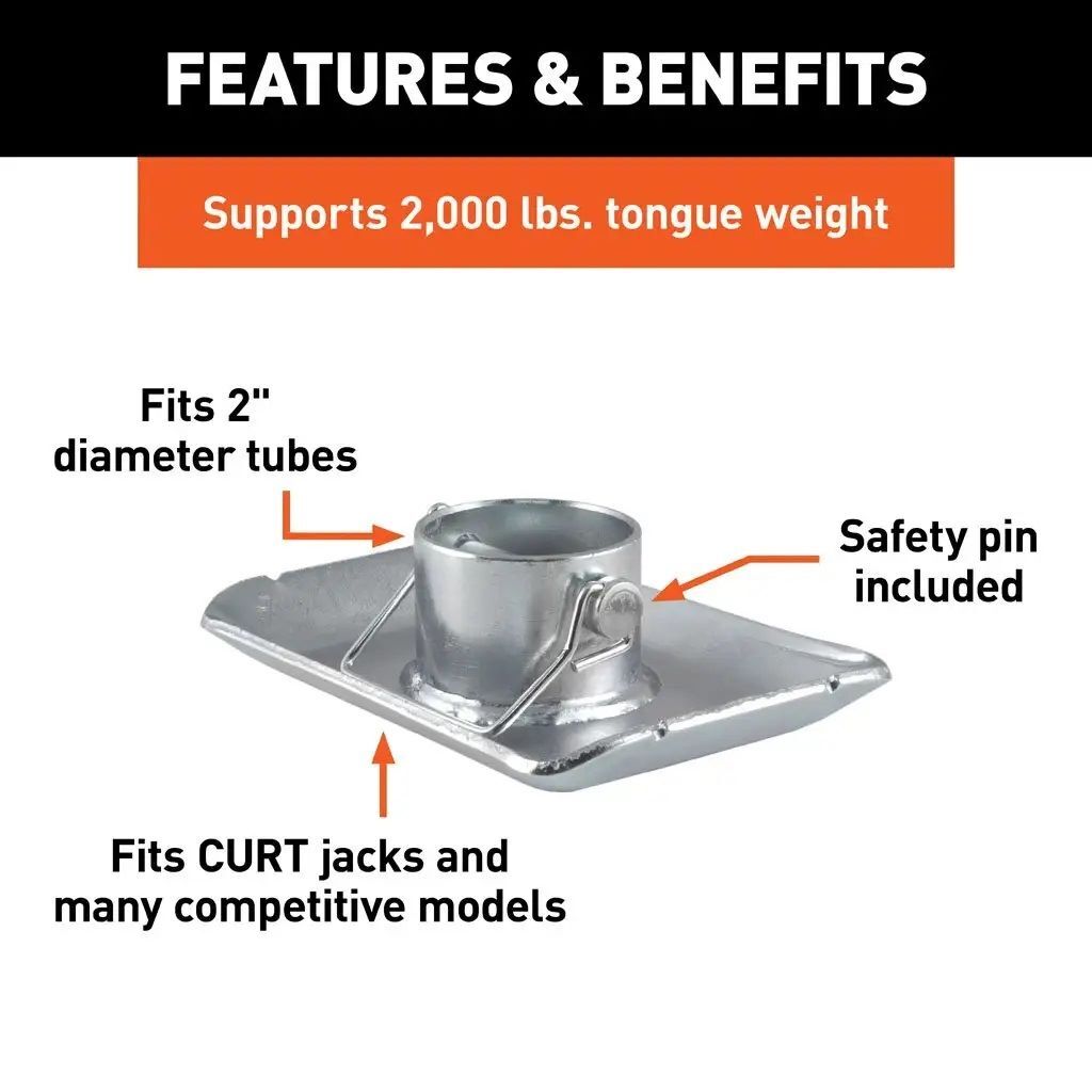 Curt Pin-On Jack Foot Fits 2-In Tube, 2000-Lb, 1-11/16-In