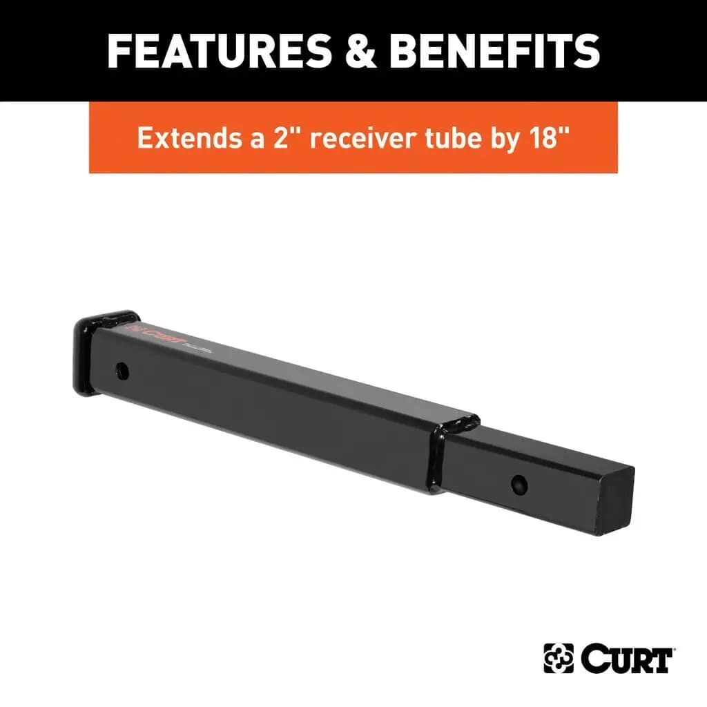Curt 2-In Shank Receiver Tube Extender, 18-In