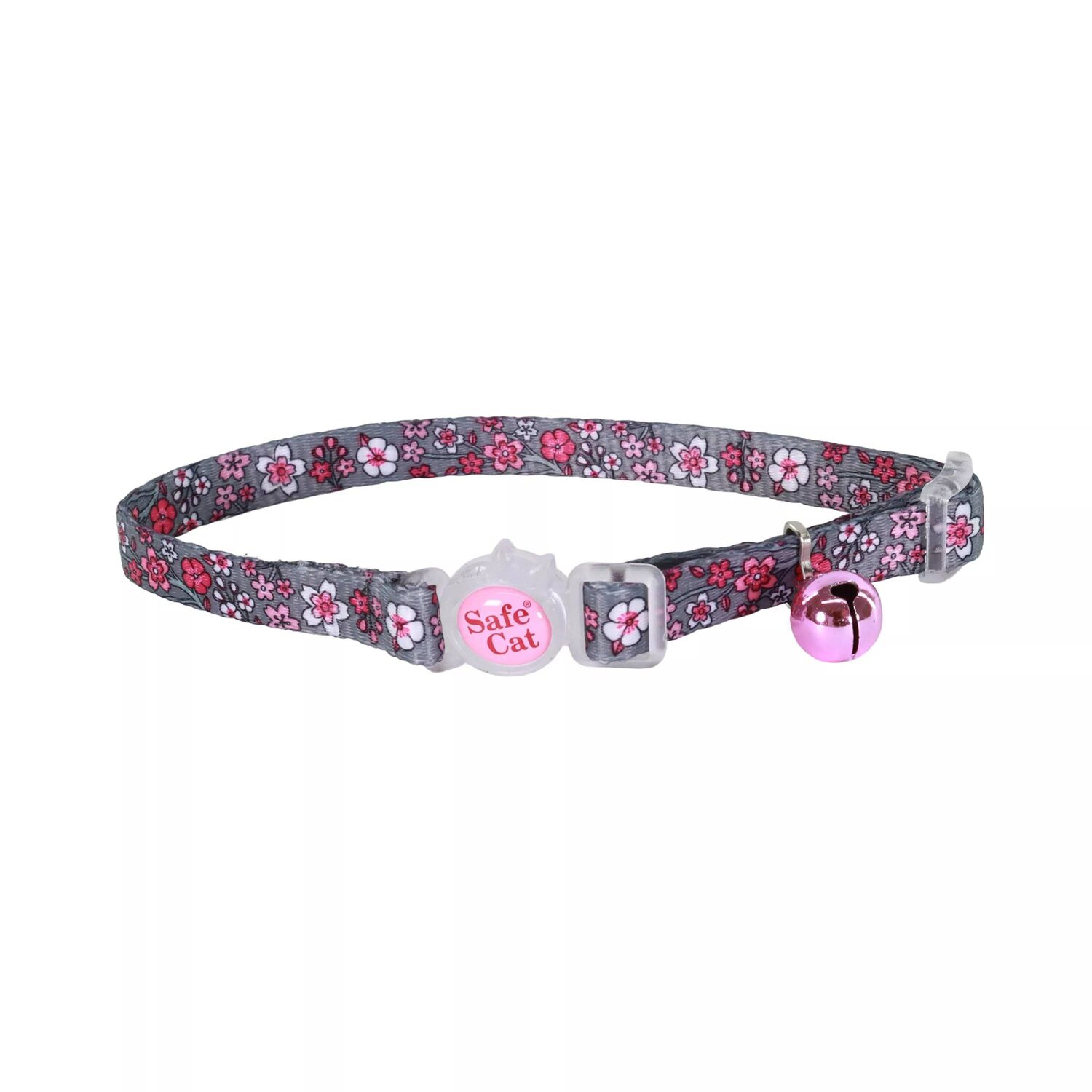 Safe Cat Fashion Adjustable Breakaway Collar, Pink Cherry Blossoms, 3/8 in. x 8 - 12 in.