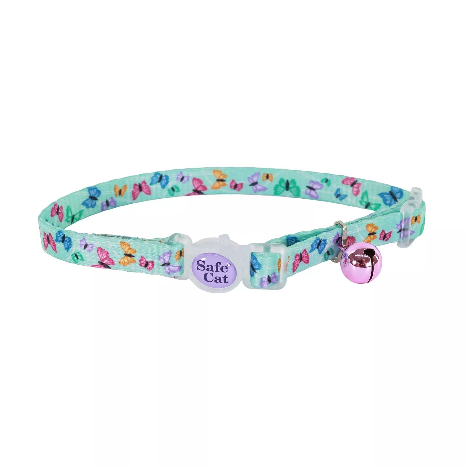 Safe Cat Fashion Adjustable Breakaway Collar, Butterflies, 3/8 in. x 8 - 12 in.