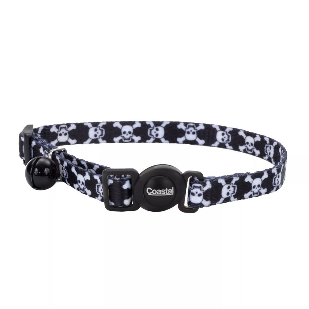 Coastal Pet Products Black Skulls Safe Cat Adjustable Snag-Proof Breakaway Collar