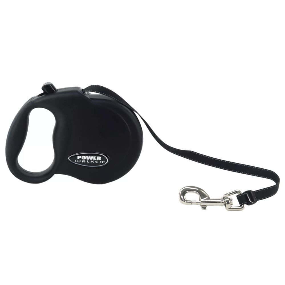 Power Walker Black Small Retractable Dog Leash, 16-Ft