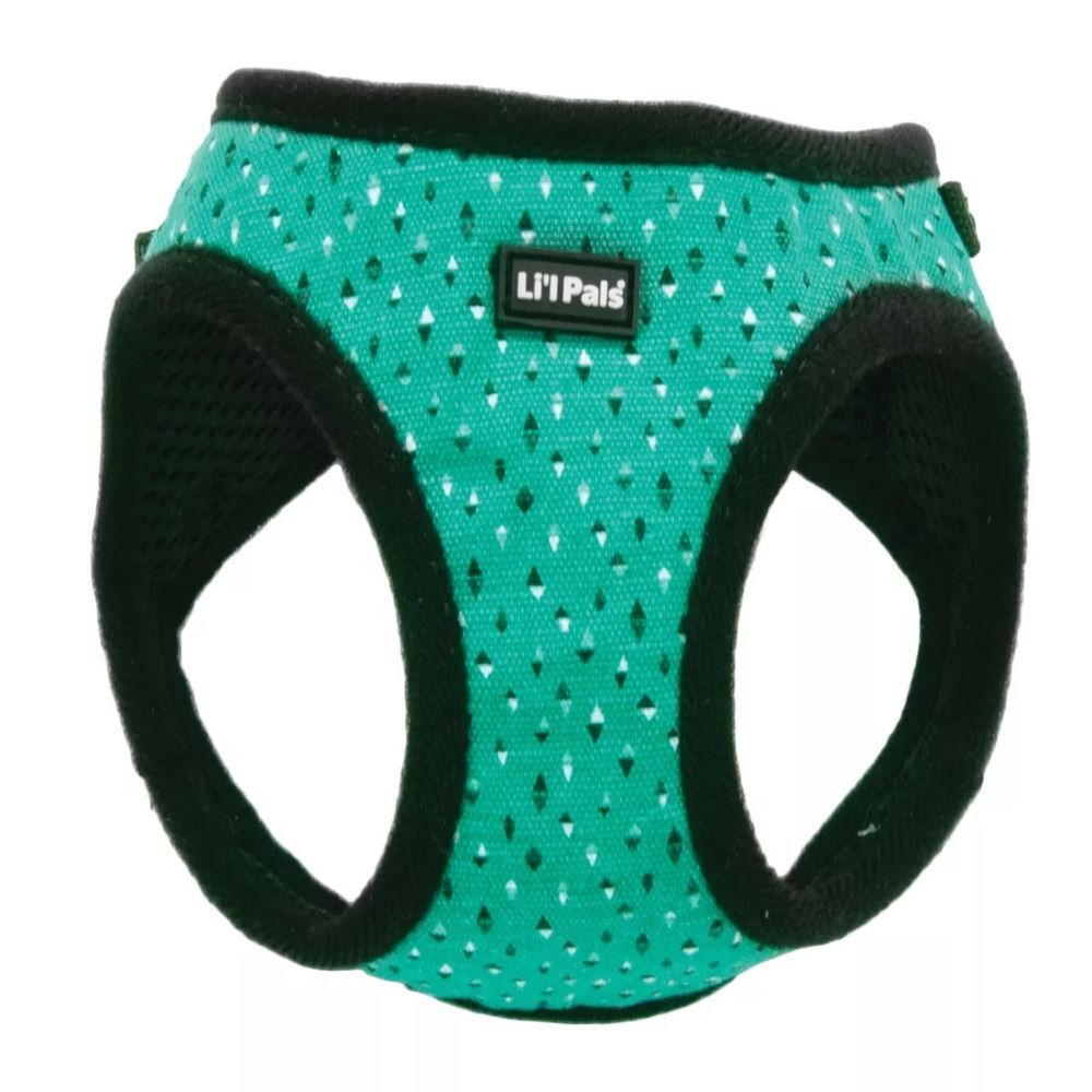 Li'l Pals Small Teal & Grey Diamonds Canvas Dog Harness