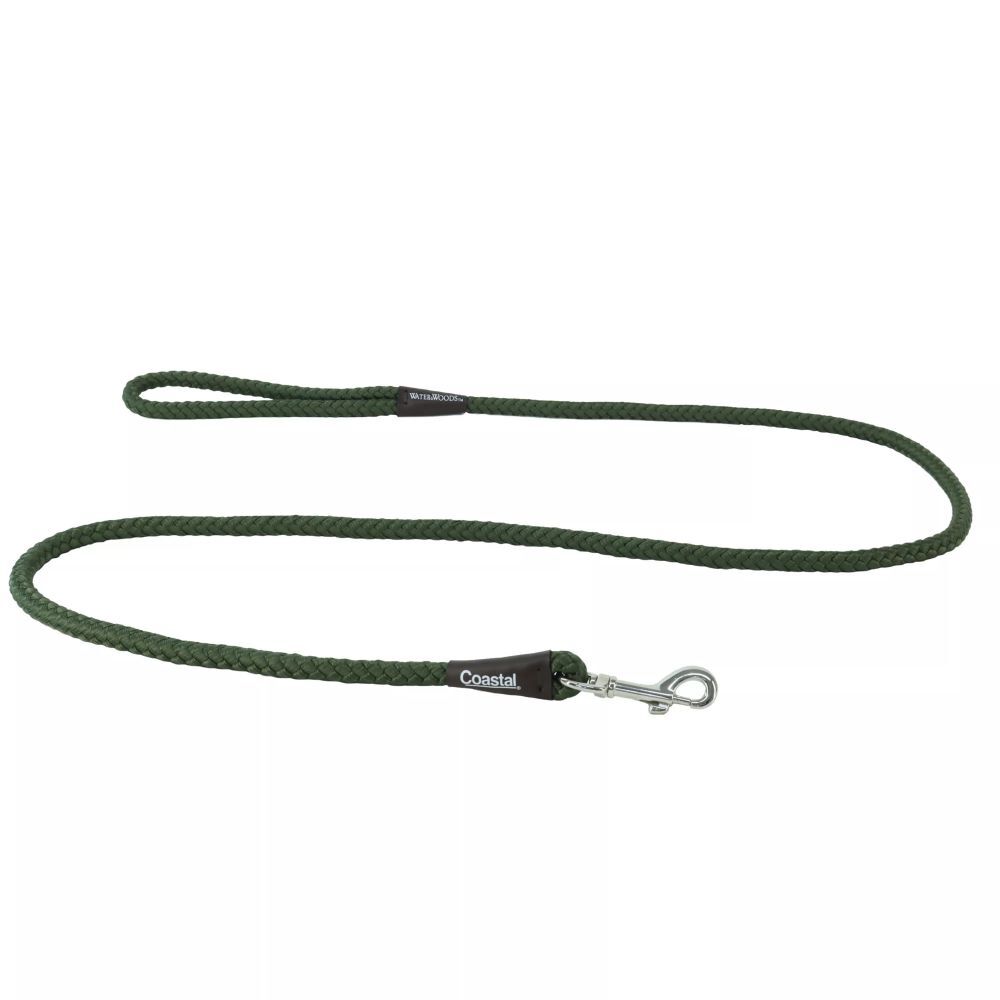 Coastal Pet Water & Woods Green Braided Rope Snap Dog Leash, 6-Ft