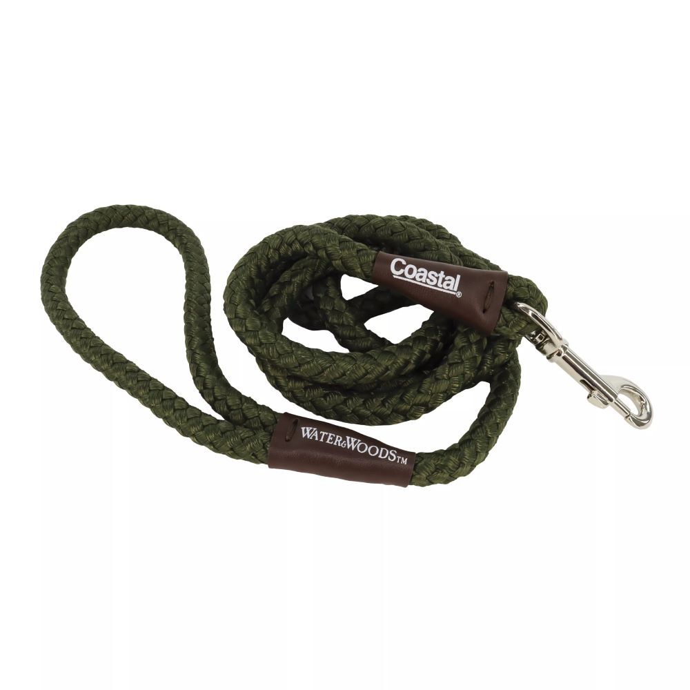 Coastal Pet Water & Woods Green Braided Rope Snap Dog Leash, 6-Ft