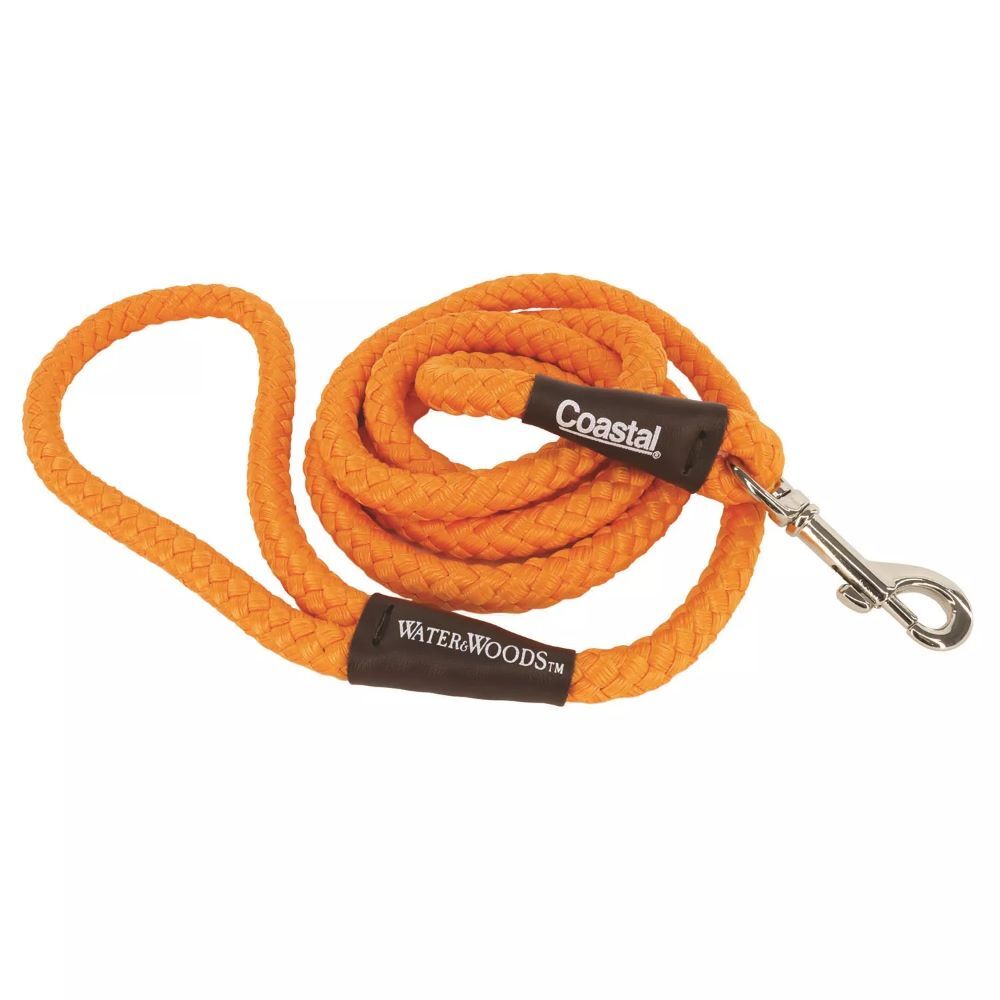 Coastal Pet Water & Woods Orange Braided Rope Snap Dog Leash, 6-Ft