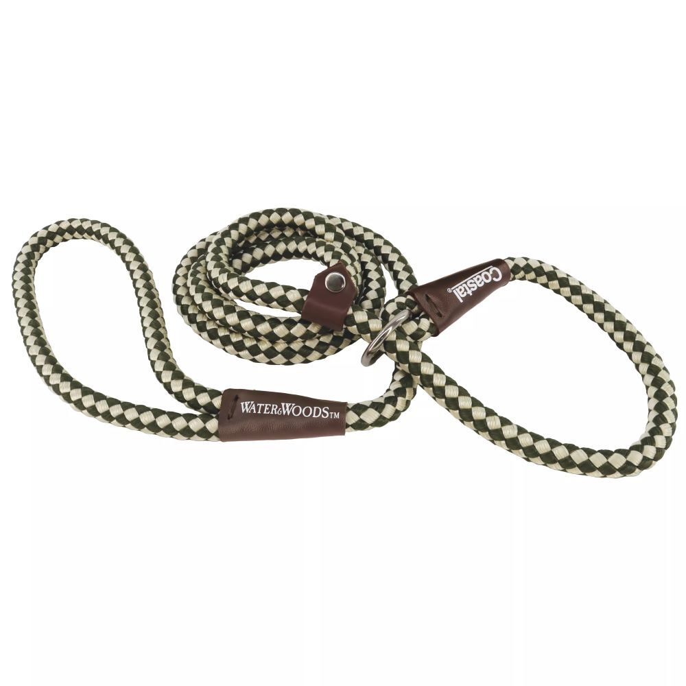 Coastal Pet Water & Woods Green & White Braided Rope Dog Slip Leash, 6-Ft