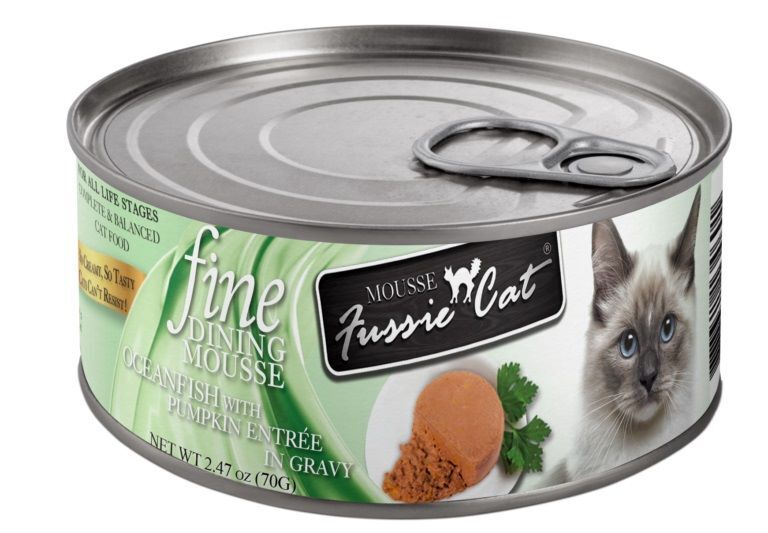 Fussie Cat Fine Dining Mousse Ocean Fish with Pumpkin Entrée in Gravy Cat Food, 2.47-Oz