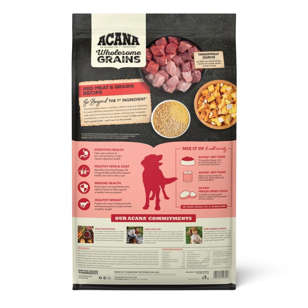 Acana Wholesome Grains, Red Meat & Grains Recipe Dog Food, 4-Lb