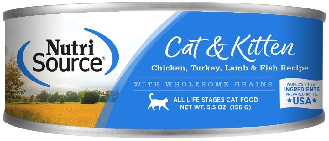 NutriSource Chicken, Turkey, Lamb & Fish Formula Wet Cat Food, 5.5-Oz