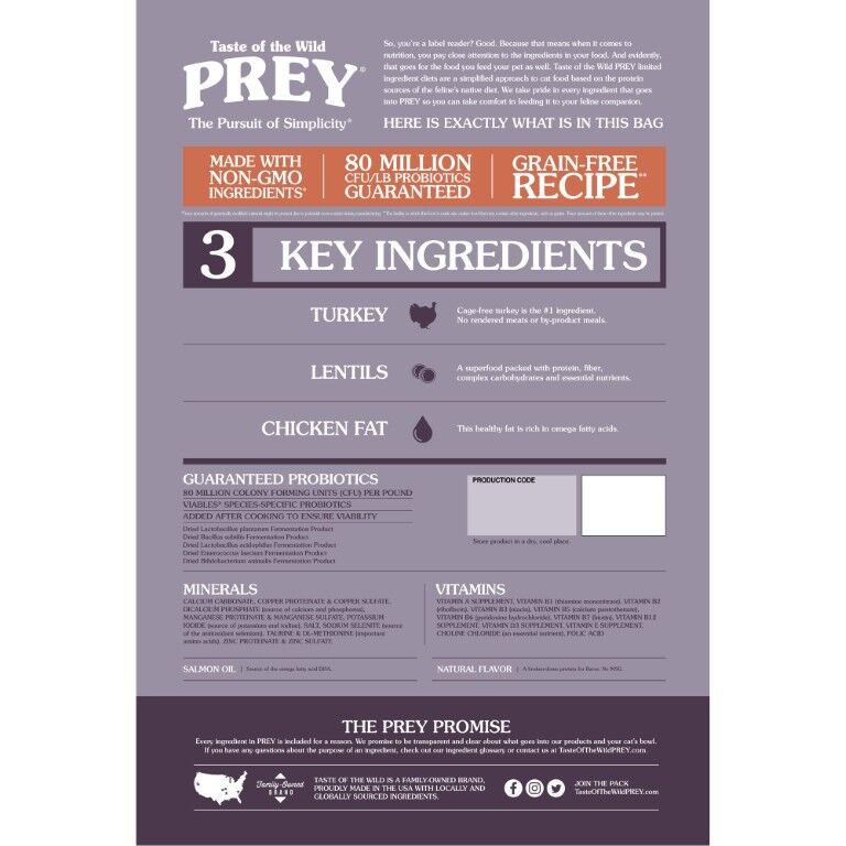 Taste Of The Wild Prey Limited Ingredient Turkey Recipe Dry Cat Food, 6-Lb