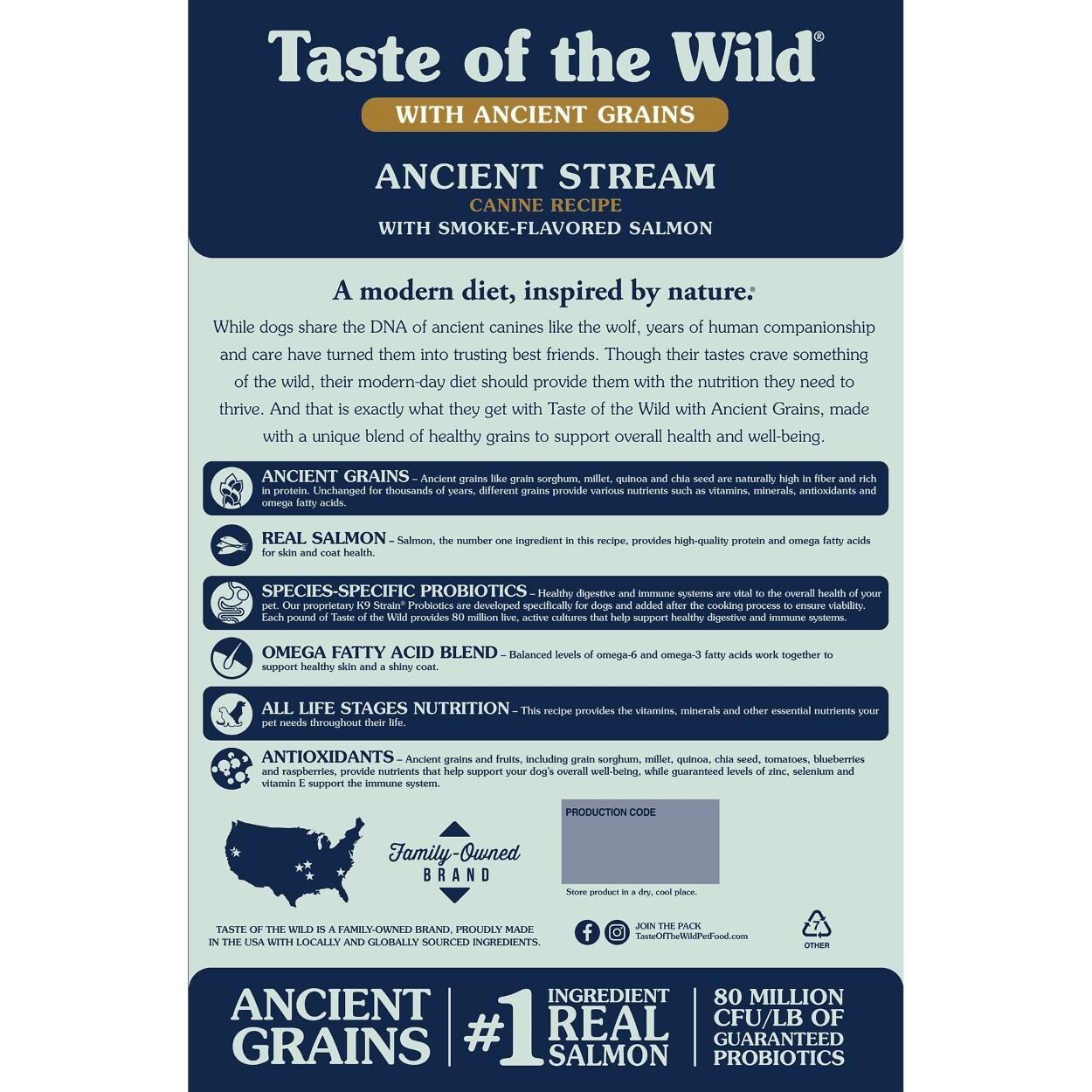 Taste of the Wild Ancient Stream Canine Recipe with Smoke-Flavored Salmon Dog Food, 5-Lb