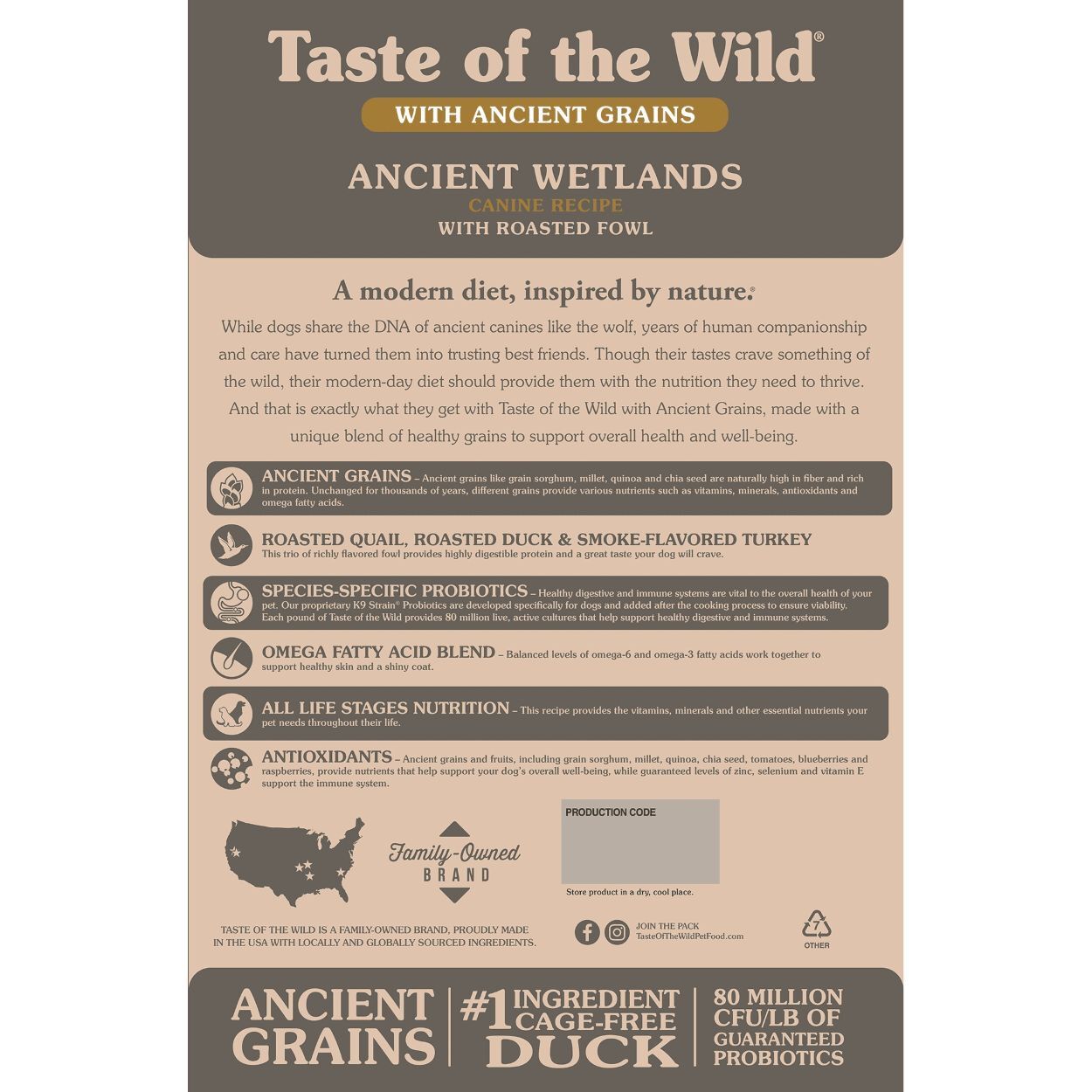 Taste of the Wild Ancient Wetlands Canine Recipe with Roasted Fowl Dog Food, 5-Lb