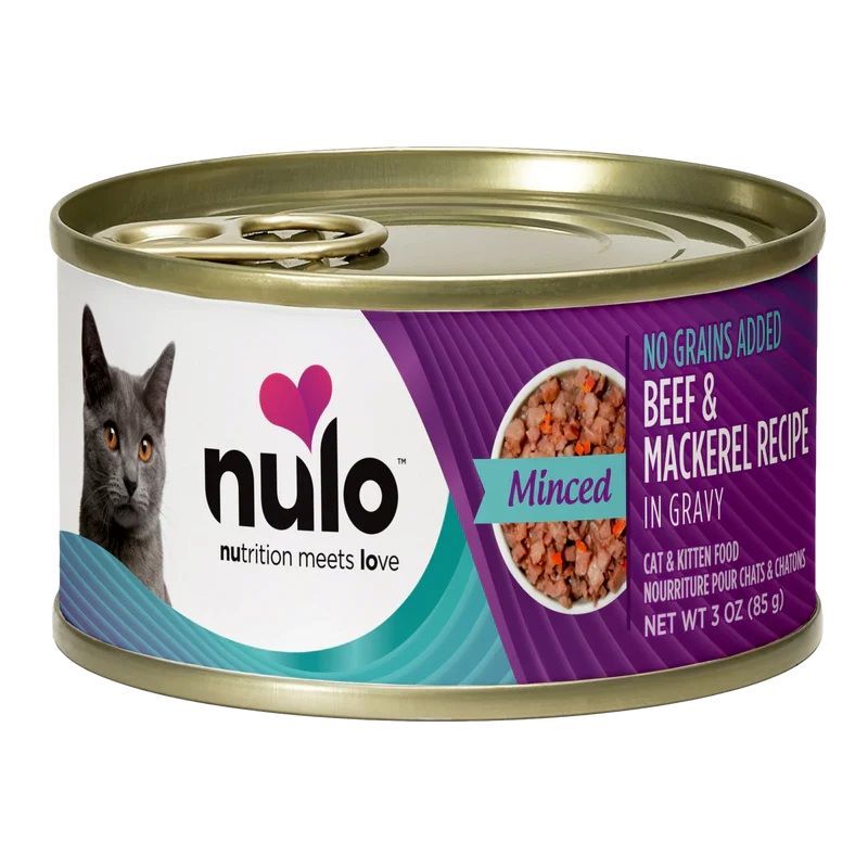 Nulo Minced Beef & Mackerel In Gravy Recipe Cat Food, 3-Oz