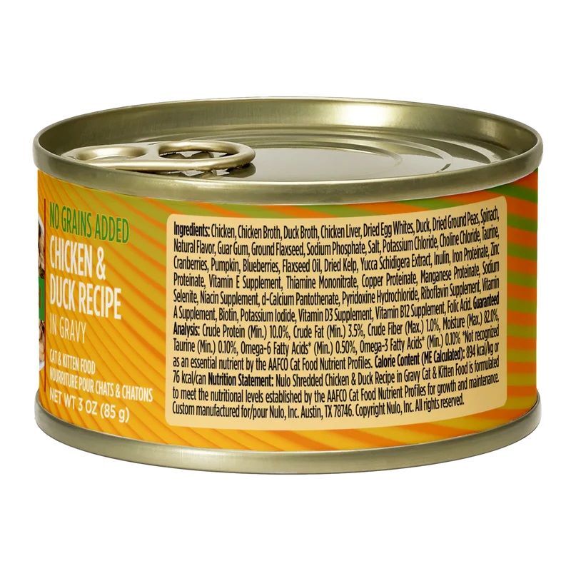 Nulo Shredded Chicken & Duck In Gravy Recipe Cat Food, 3-Oz