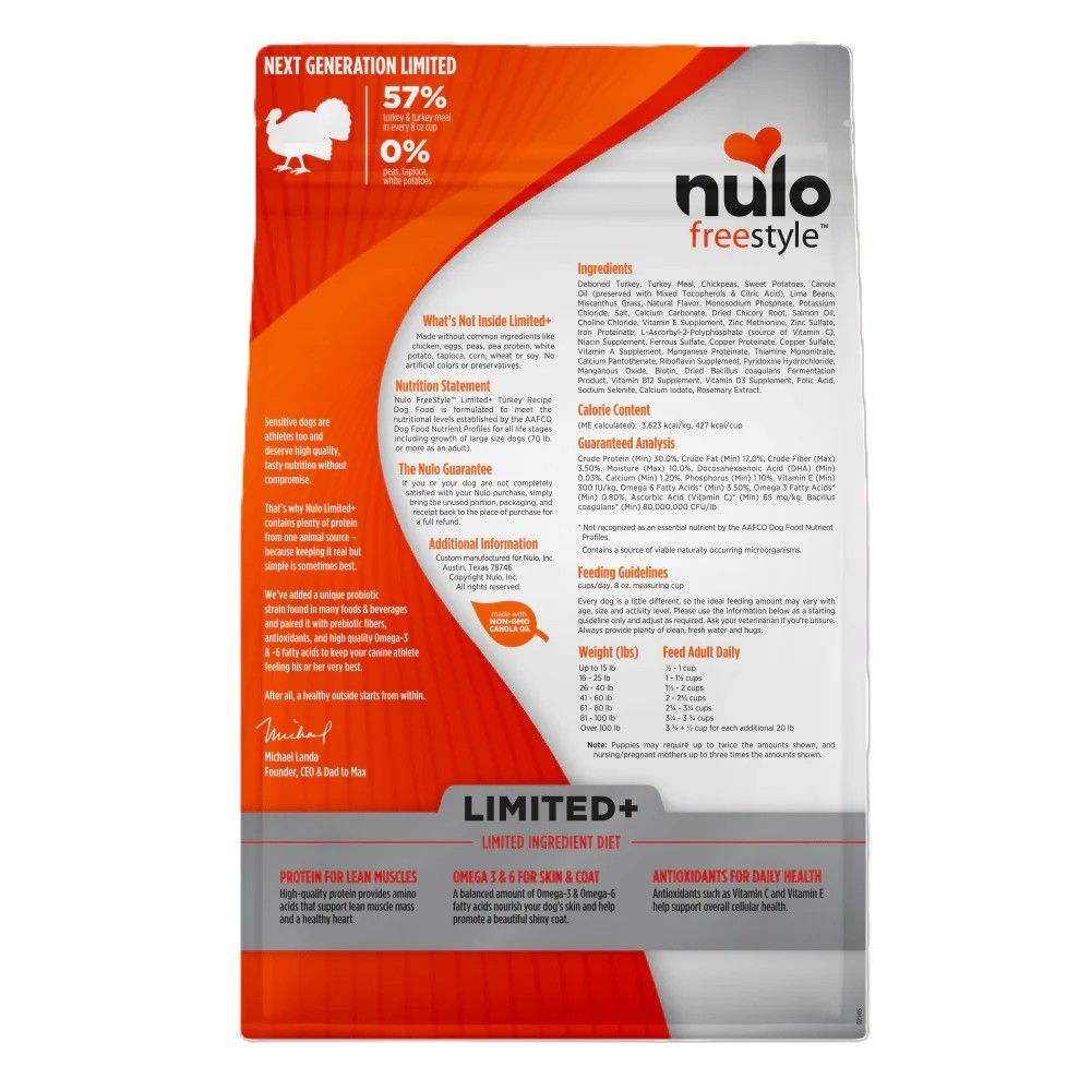 Nulo FreeStyle High-Protein Kibble Limited+ Turkey Recipe Dog Food, 22-Lb