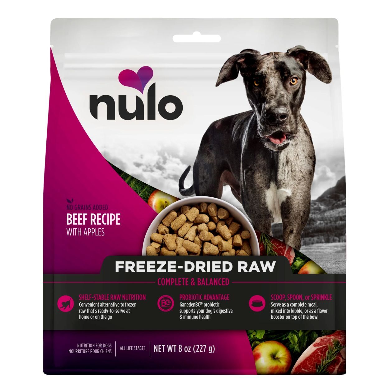 Nulo Freeze-Dried Raw Beef & Apples Dog Food, 18-Oz