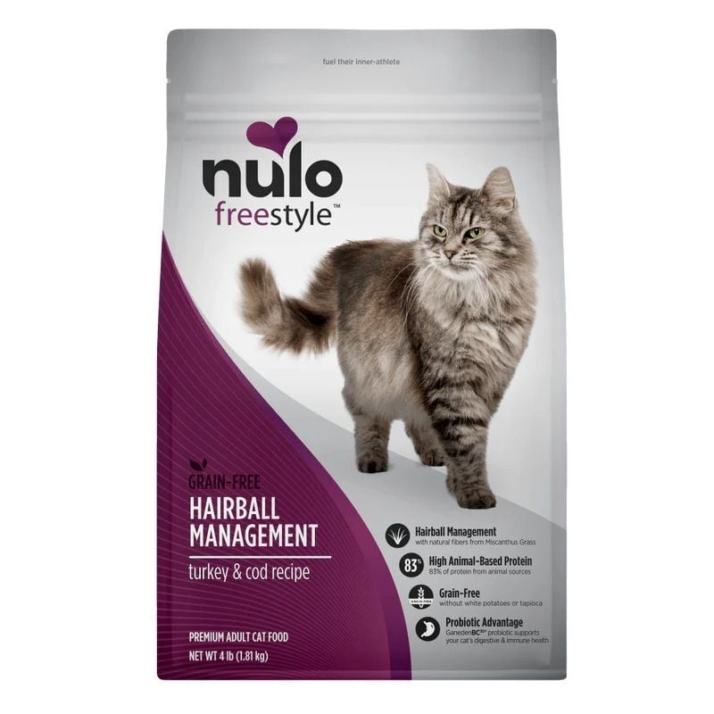 Nulo FreeStyle High-Protein Kibble Hairball Management Turkey & Cod Cat Food, 12-Lb 