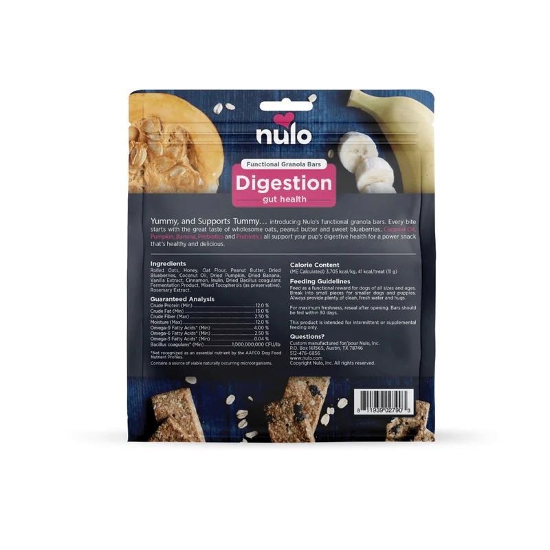 Nulo Digestion Gut Health Functional Granola Bars For Dogs, 10-Oz