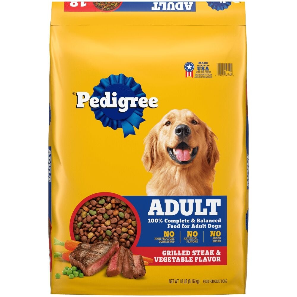 PEDIGREE Adult Grilled Steak & Vegetable Flavor Dog Food, 18 lb.