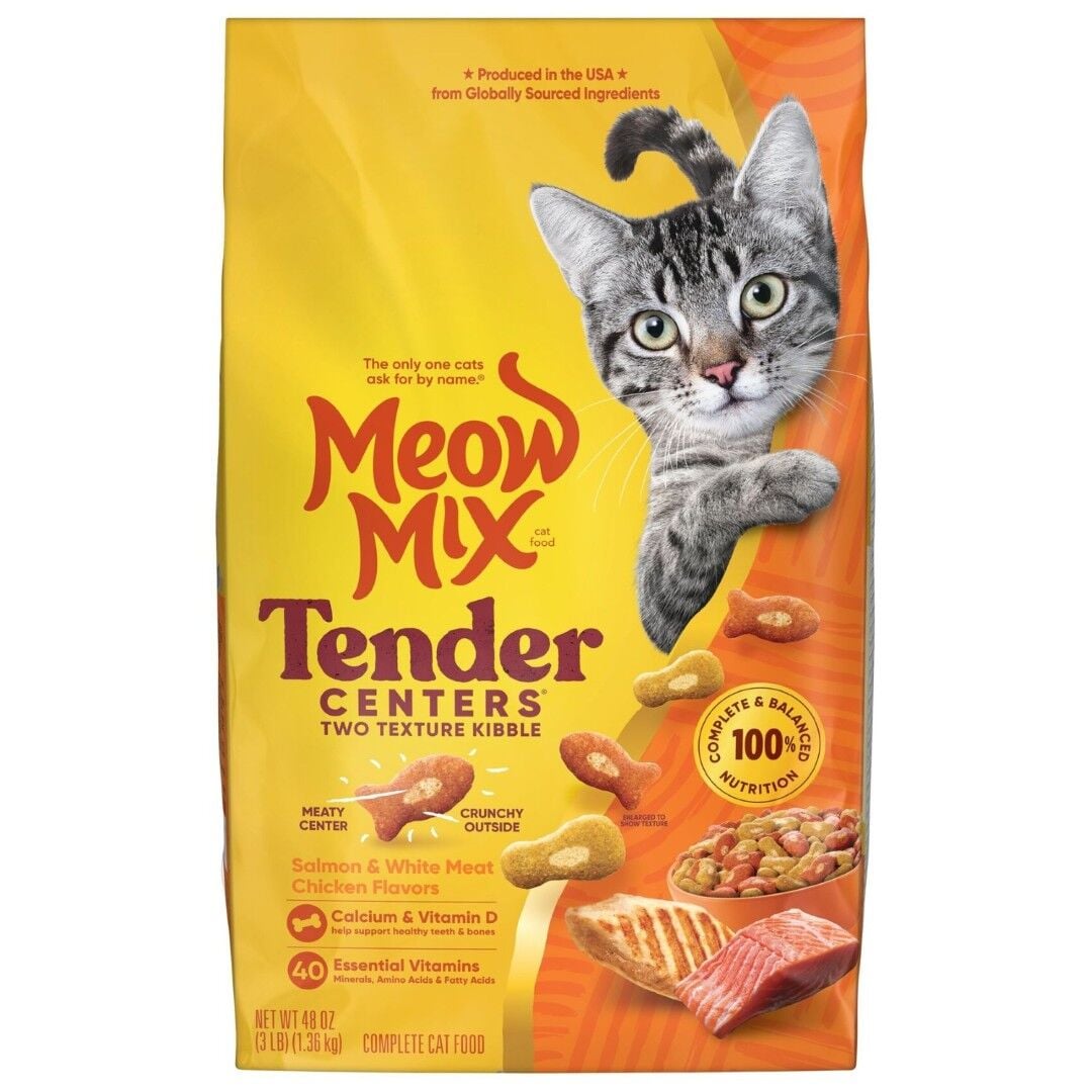 Meow Mix Tender Centers Salmon & White Meat Chicken Flavors Cat Food, 3 lb.