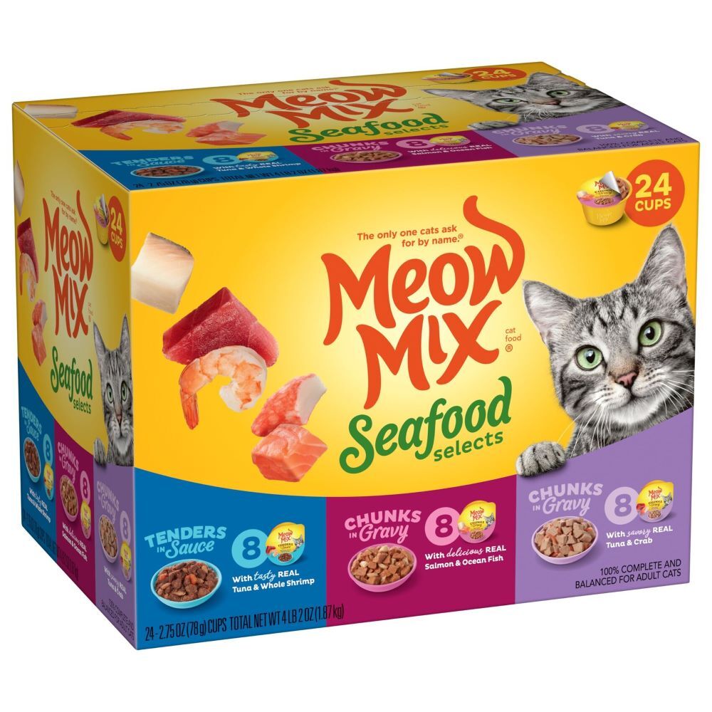 Meow Mix Seafood Selects Variety Pack Cat Food, 2.75-Oz, 24-Pk