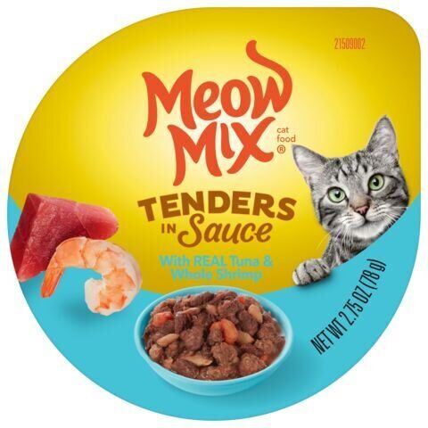 Meow Mix Tenders in Sauce With Real Tuna & Whole Shrimp Cat Food, 2.75-Oz