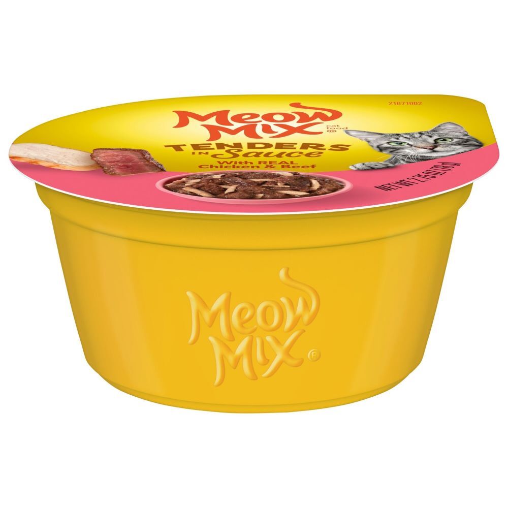 Meow Mix Tenders in Sauce With Real Chicken & Beef Cat Food, 2.75-Oz