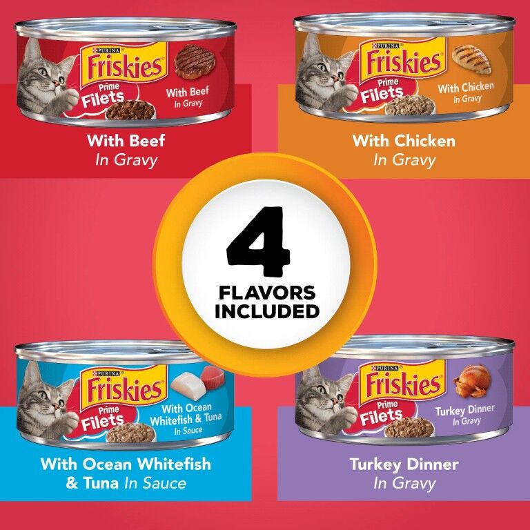 Friskies Prime Filets Wet Cat Food Variety Pack, 5.5-Oz, 48-Ct