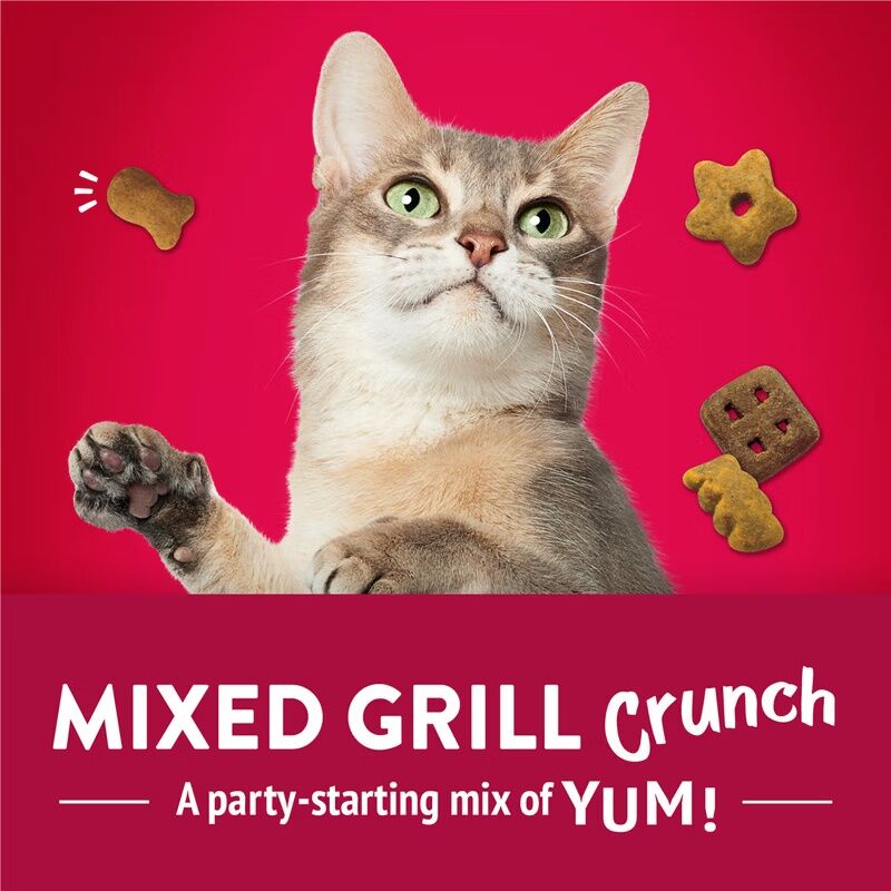 Friskies Party Mix Mixed Grill Crunch With Chicken & Flavors Of Beef & Salmon Cat Treats, 2.1-OZ