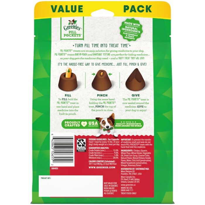 Greenies Pill Pockets for Dogs Large Hickory Smoke Capsule Size Dog Treats, 60-Ct