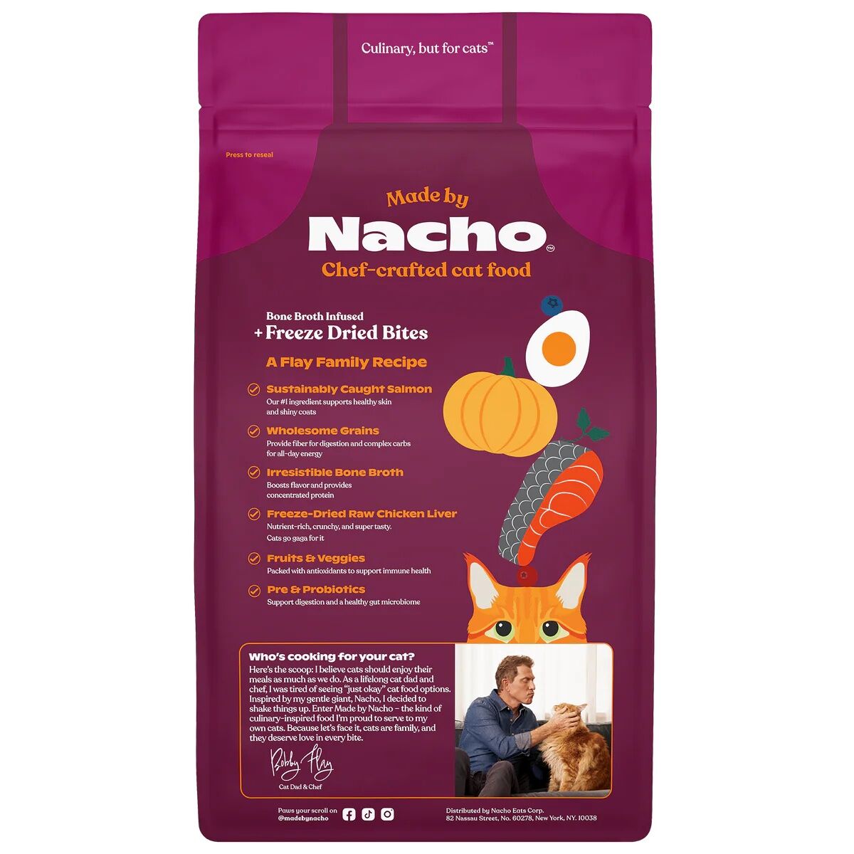 Made By Nacho Salmon, Whitefish, & Pumpkin Kibble Cat Food, 4-Lb