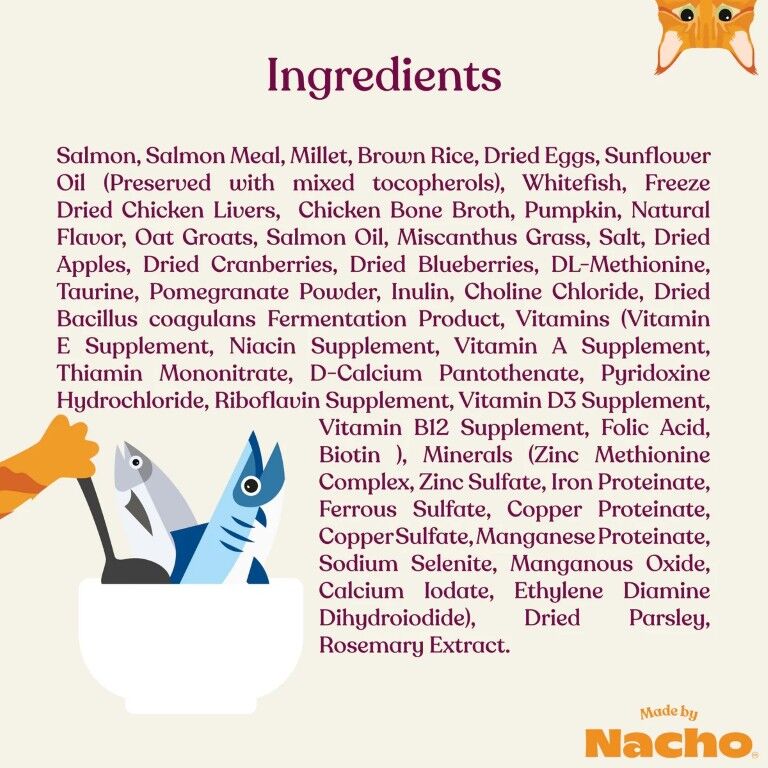 Made By Nacho Salmon, Whitefish, & Pumpkin Kibble Cat Food, 4-Lb