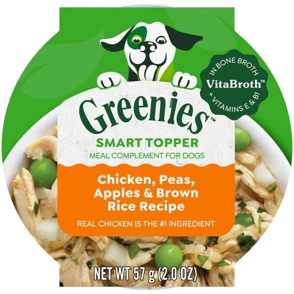 Greenies Smart Topper Wet Mix-In, Chicken, Peas, Apples & Brown Rice Recipe Dog Food, 2-Oz